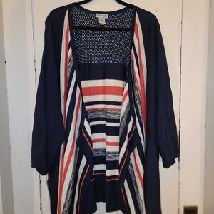5x Catherines open front navy striped sweater